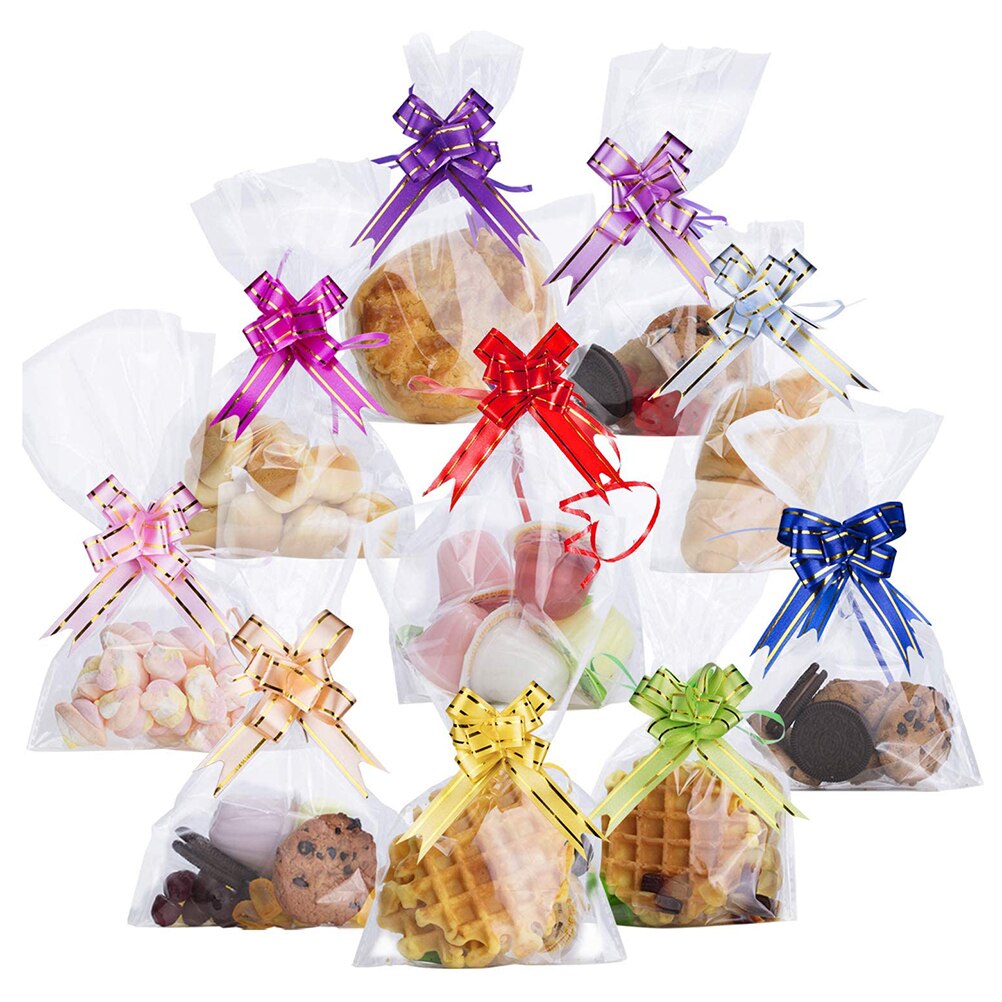 100pcs Clear Cellophane Treat Bags Clear Resealable Sweet Party Bags Plastic Bag for Candy Cookie Chocolates