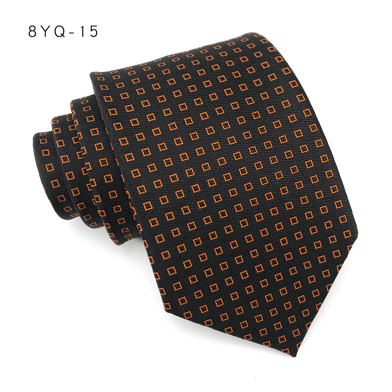 Corbata de lujo de 8CM para hombre, corbatas de lunares para novio, padrino de boda, tejido Jacquard Floral, Ascot, accesorios formales para de negocios: Naranja