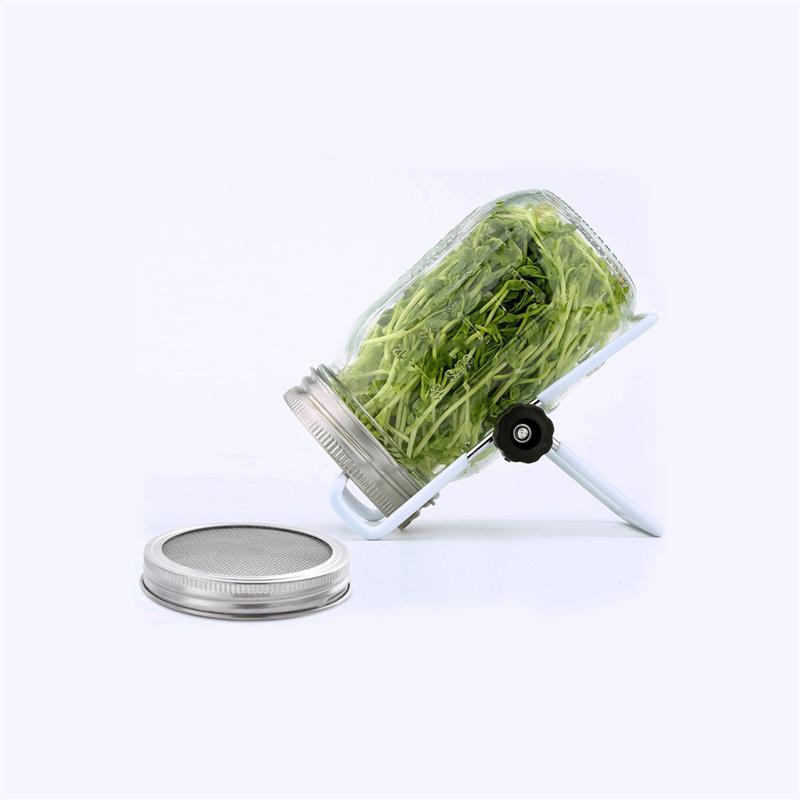 3PCS Glass Sprouter Jars Wide Mouth Mason Jars Seed Sprouting Jar Kit for Home Kitchen Garden (940ml with Lid and Rack)
