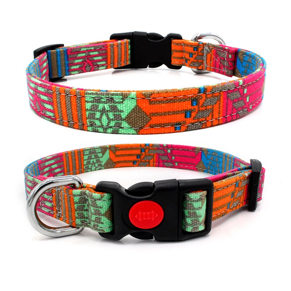 Halsband Voor Bulldog Pit Bull Verstelbare Nylon Gedrukt Halsband Met Veiligheid Gesp Kitten Kat Puppy Neck Strap Pet producten: C / L