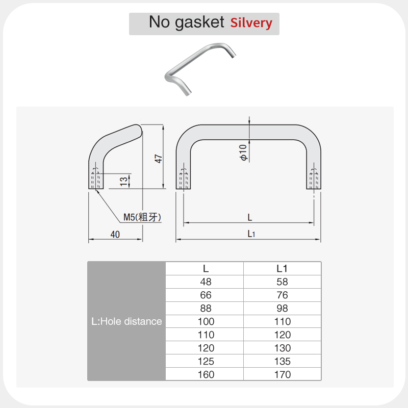Handle Aluminum Alloy Profiles Bending Type With Double Single Hole Gasket For Industrial Chassis Cabinet Door Distribution Box: 255mm / Beige