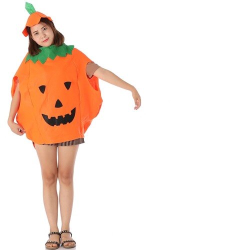 Halloween kostyme gresskar kostyme barn voksen gresskar kostyme gresskar bag lue dress ytelse rekvisitter maskeradefest: Voksen