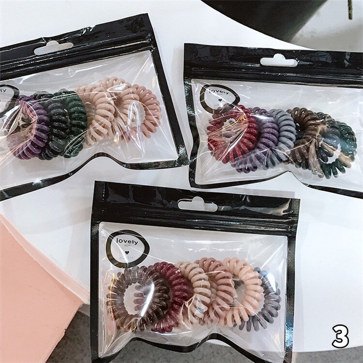 Hoge Elasticiteit Telefoon Spoel Haarbanden Vrouwen Spiraal Haar Banden Meisjes Haar Ringen Touw Effen Kleur Haar Accessoires Gom Scrunchy: C