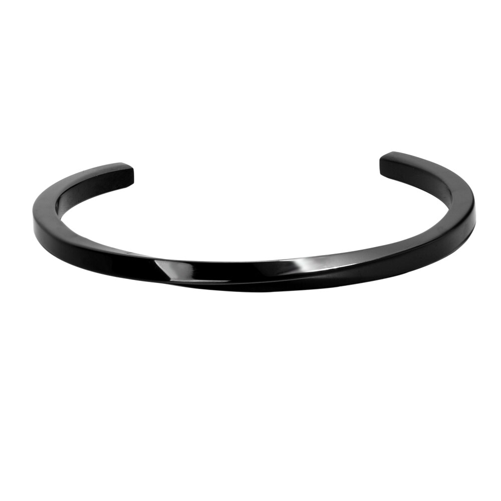 Eenvoudige Classic Bangle Roestvrij Stalen Armband Mannen Gouden Armbanden Zwarte Manchet Bangle Voor Vrouwen Type C Twisted Bangle Sieraden: Black