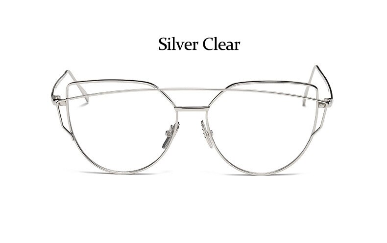 Computer Transparent Eyewear Frames Classic Brand Cat Eye Glasses For Women Oversized Spectacle Eyeglasses: Silver Clear