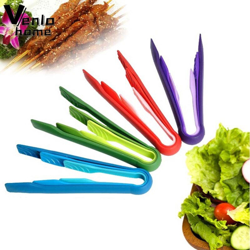 3 stuks/set plastic voedseltangen antislip keukentangen voor barbecue koken salade brood cake dessert klem bbq clip keukengereedschap