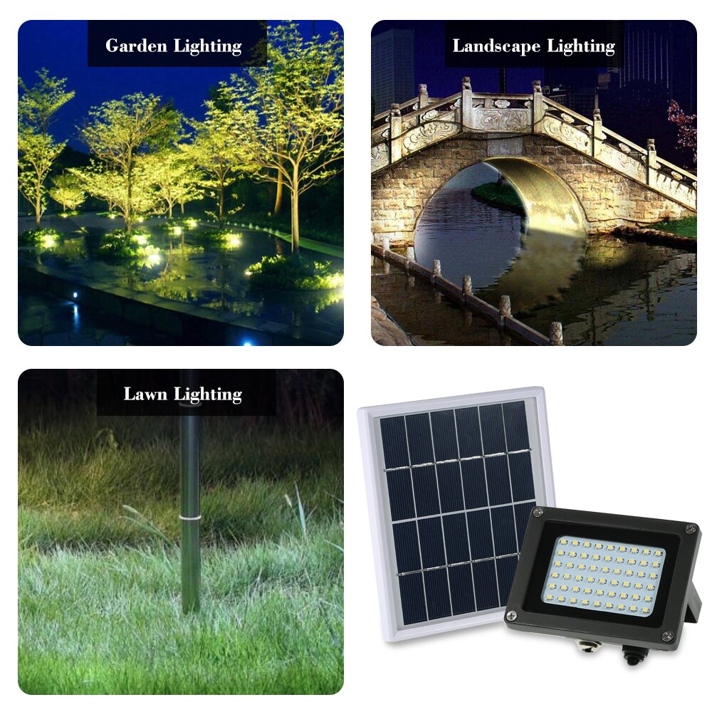 Lámparas solares para pared reflector alimentado 54 luces solares LED IP65 luces de seguridad impermeables al aire libre para el hogar, jardín, césped