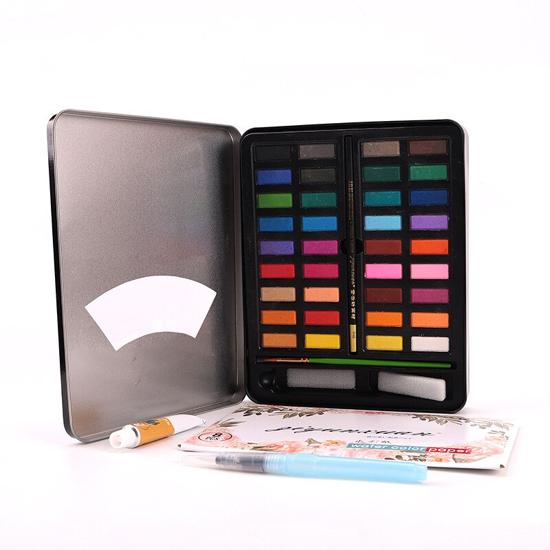 36 Kleuren Solid Aquarel Verf Set Draagbare Metalen Doos Aquarel Pigment Voor Beginners Tekening Aquarel Set Levert