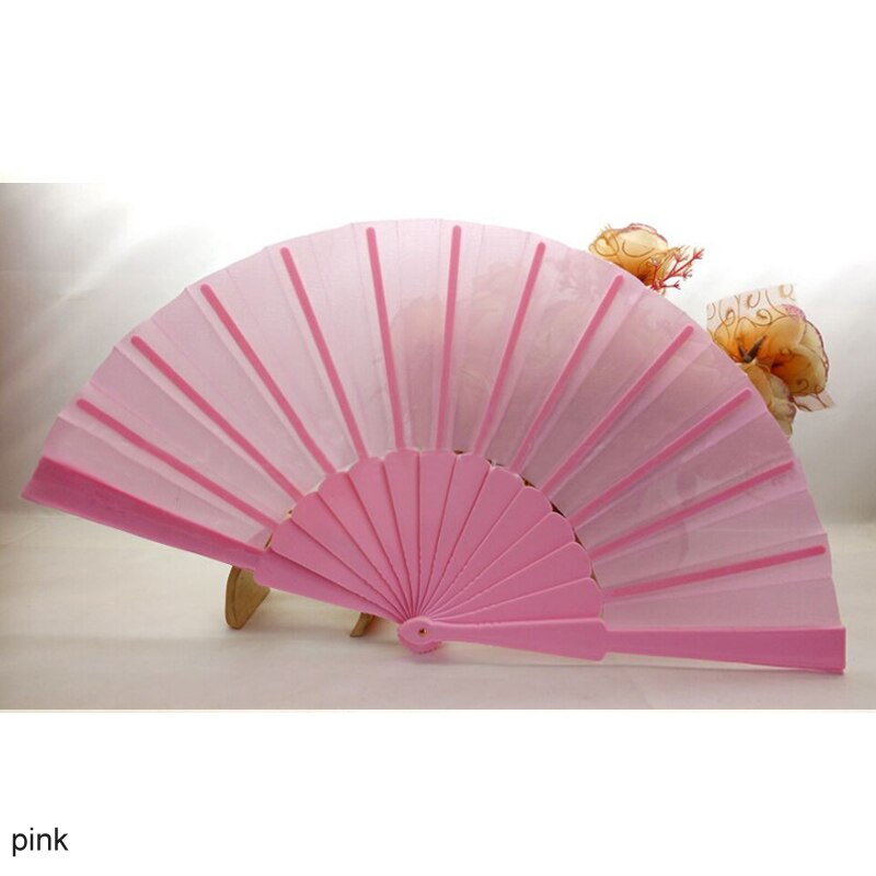 Abanico de plástico de poliéster y algodón para decoración del hogar, accesorio plegable de 13 colores, ideal para fiestas, baile al aire libre, portátil, 23cm de longitud, 1 Uds.