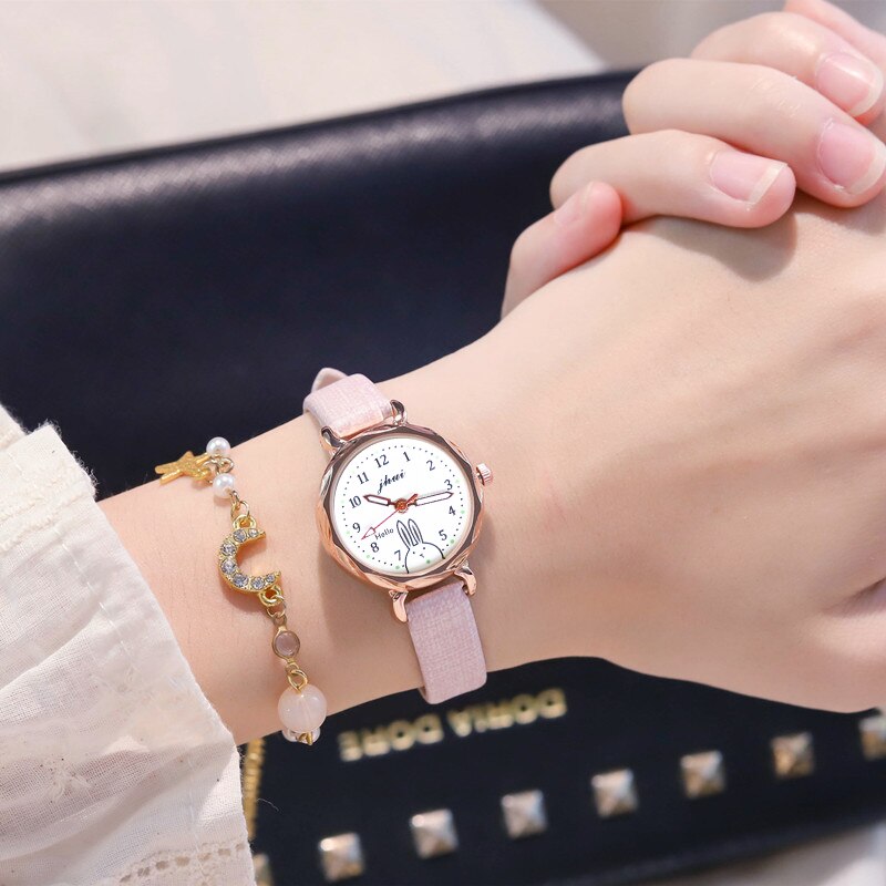 Top Brand Casual Watches For Women Unique Bracelet Watch Set Leather Simple Pink Ladies Clock Montre Femme