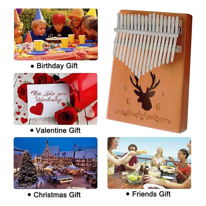 Kalimba 17-Key Thumb Piano with Tuning Hammer, Portable Finger Piano Music , Suitable for Children Adult Beginners