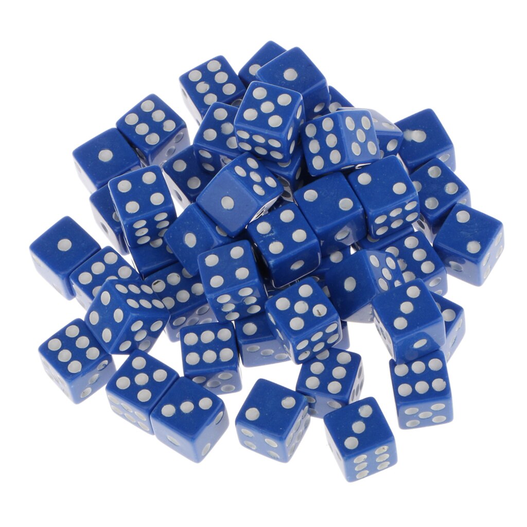 12 Mm 50 Pcs Acryl Zes Zijdig Spot Dice Party Games Dobbelstenen Blauw Kleur