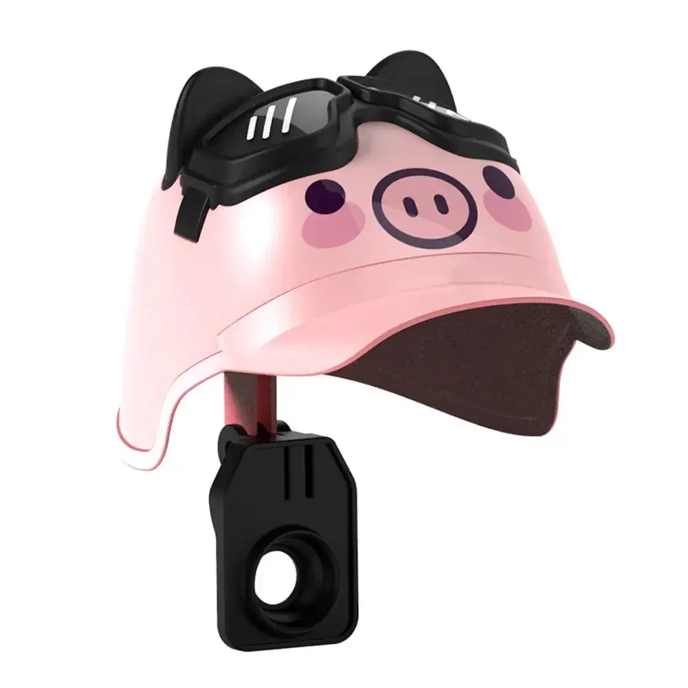 Dessin animé petit casque cavalier moto support pour téléphone portable et vélo électrique Navigation support pour téléphone pare-soleil étanche: Rose