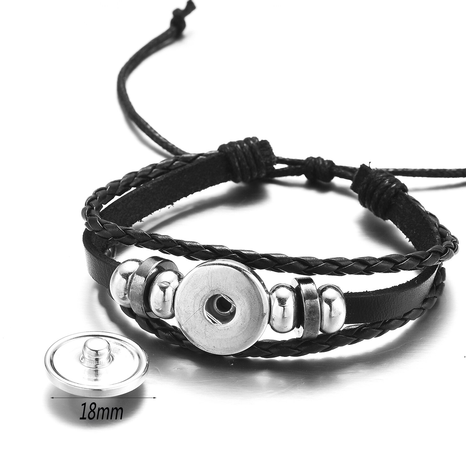 Pulsera de cuero de las serpientes del lado sur de SIAN, pulsera clásica de TV con botón de cristal, brazalete Punk de pulsera negra para hombres y mujeres