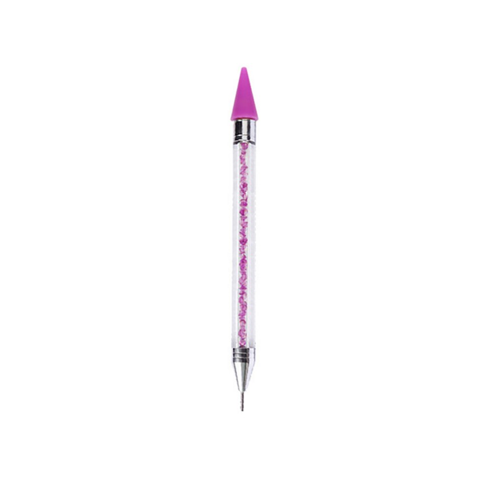 Double Head Nail Pen Kristal Kralen Handvat Strass Oorbellen Pick Krijt Manicure Nail Tool Diamant Schilderij Accessoires: Purple