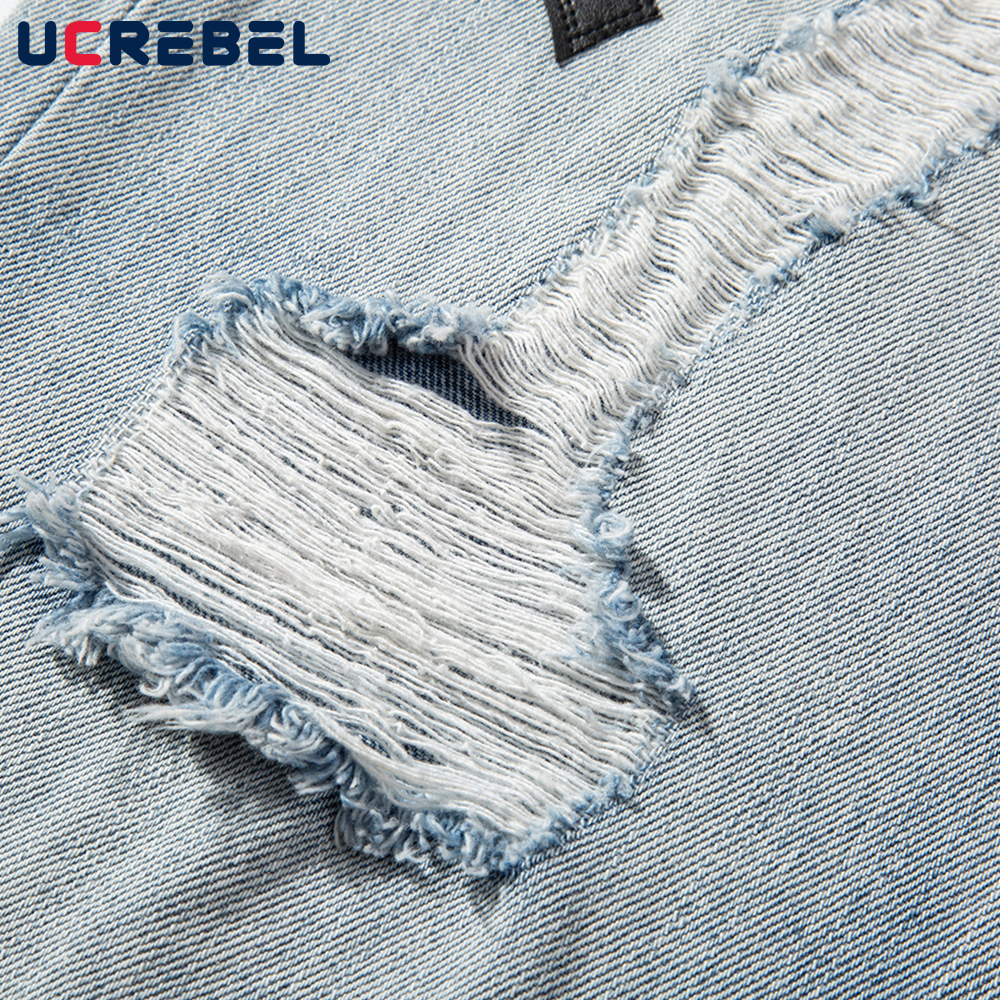 Cross Patch Borduren Ripped Gat Jeans Heren High Street Casual Denim Broek Verontruste Losse Rechte Pijpen Broek Mannen