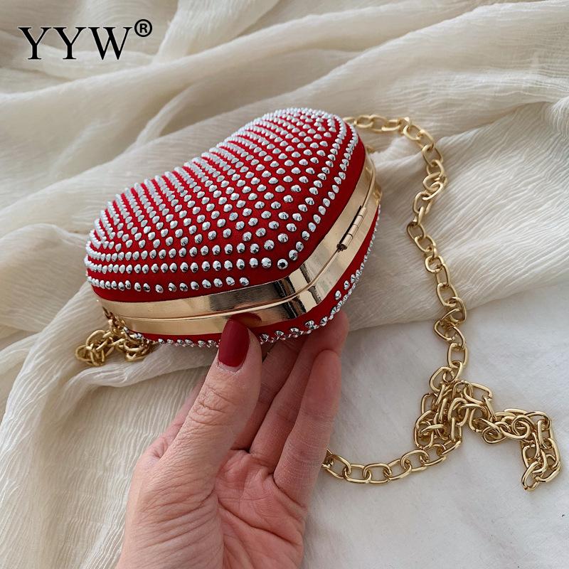 Metal senhoras festa saco de embreagem strass cristal noite bolsa em forma de coração diamante 2019 nova moda senhoras saco de casamento