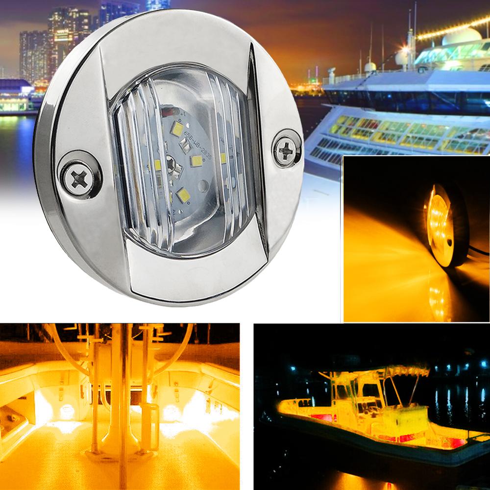 6 LED Deck Courtesy Lights DC 12V LED Stern Light Anchor Navigation Marine Interior Cabin Lights White/Blue/Amber Waterproof: WHITE