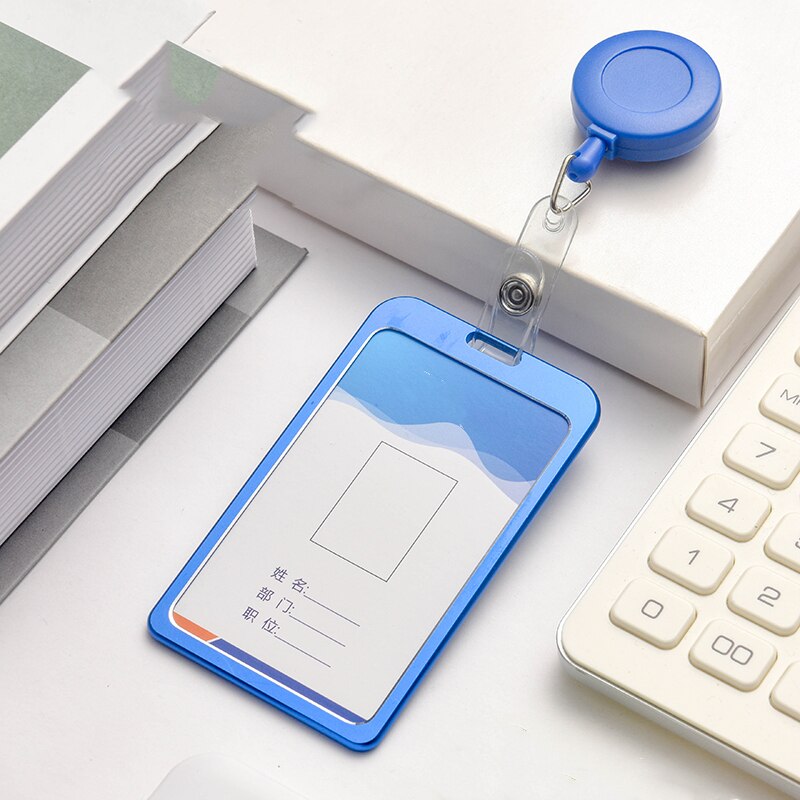 Lanyard Keychain Id Card Holder Aluminum Alloy Nurse Badge Holder Office School Nurse Bank ID Bus Card Holder: Blue