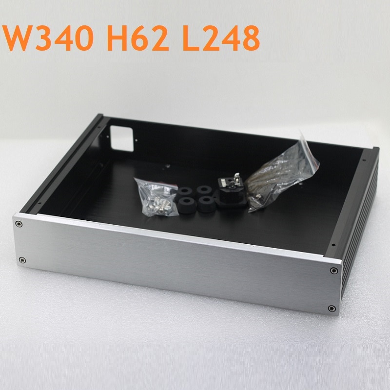 340X62X248mm DAC Decoding Shell Amplifier Chassis Rear Housing DIY Box Enclosure Anodized Aluminum Home Audio Power Supply Case