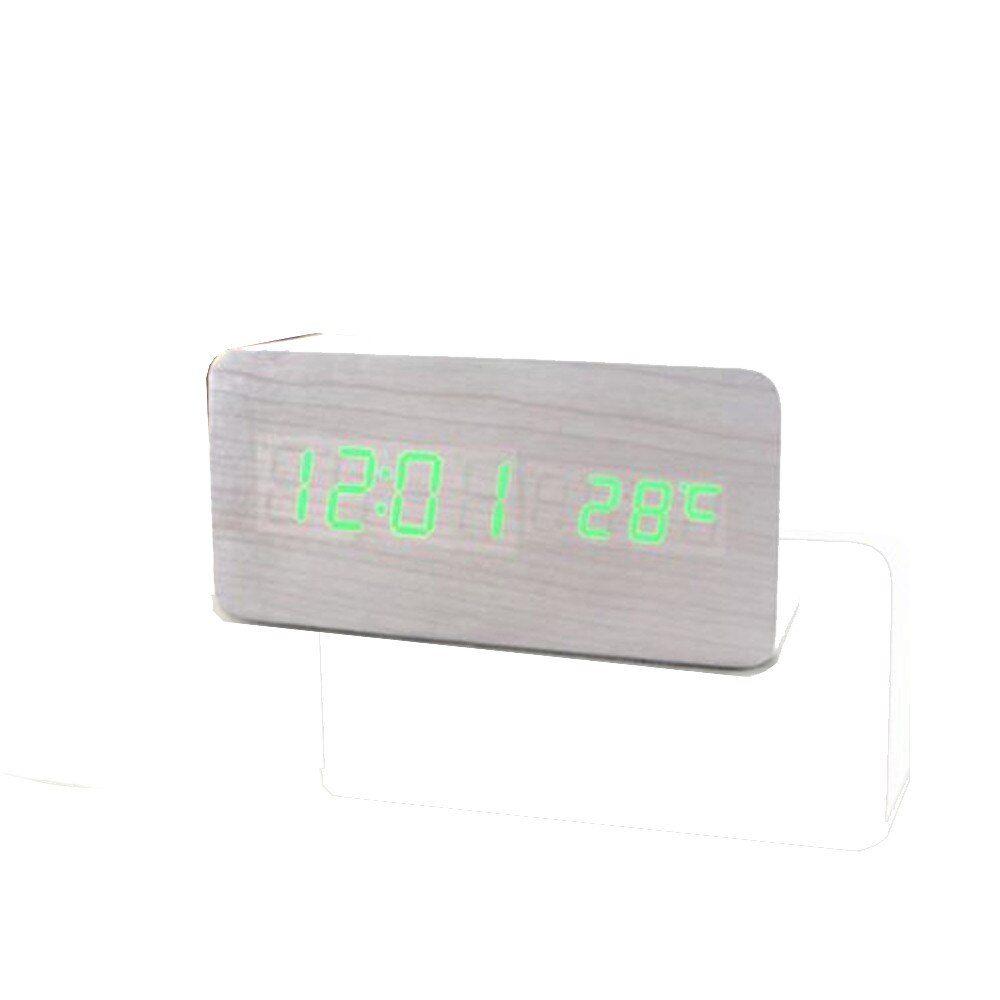 Voice Control Kalender Thermometer Houten Led Digitale Wekker Usb/aaa Digitale Tijd Temperatuur Display Home Decoratie Klok