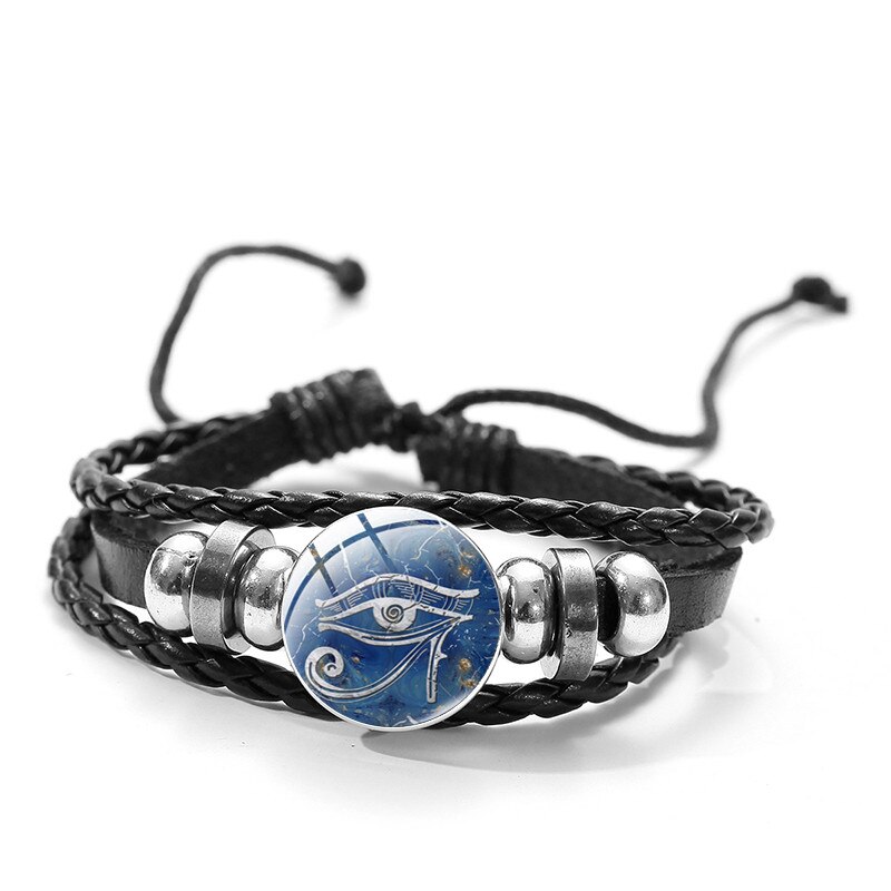 Vintage Ägyptischen Götter Power Auge Leder Armbänder Auge Von Horus Symbol Glas Kunst Multi-schicht Armreifen für Frauen Männer schmuck: style 12