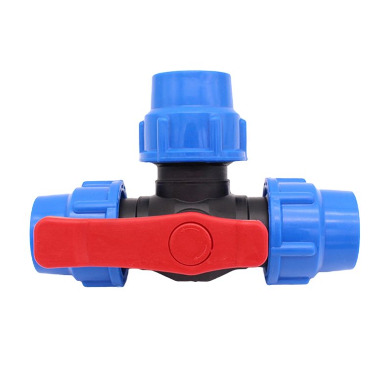 PE three-way quick connect valve plastic valve T-type valve inner diameter 20/25/32mm quick connect plastic three-way valve