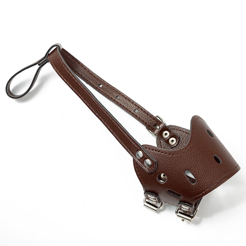 Einstellbare Haustier Hund Maulkorb Leder Hunde Mund Abdeckung Training Muzzles Maske Anti-beißen für Große Kleine Hund Pet Produkte: brown / L