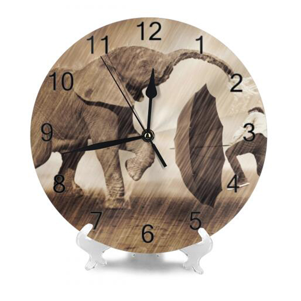 Elephant Painting Wall Clocks Numeral Digital Dial Mute Silent Non-Ticking Battery Operated Clocks Decor Art for Living Room: SZA1129