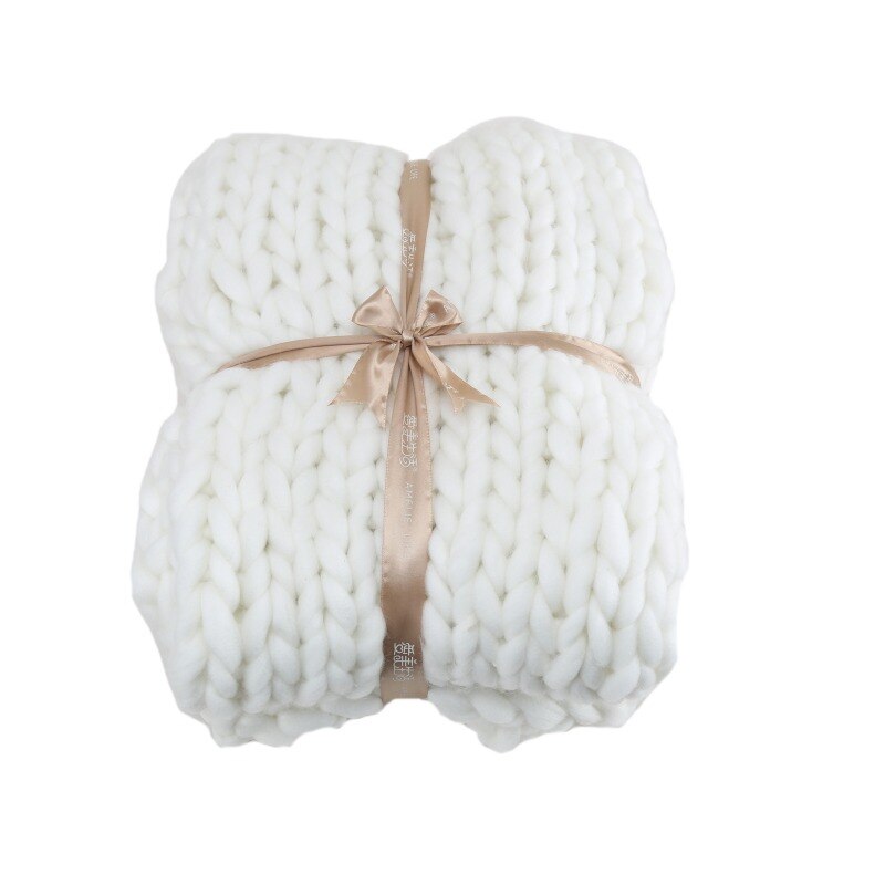 Hand Chunky Wol Gebreide Deken Dikke Garen Merino Wol Omvangrijk Breien Gooien Dekens Nordic Thuis Textiel: A / 60x60cm