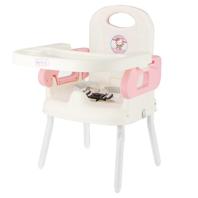 Portable Baby Seat Baby Dinner Table Multifunctional Baby Kid Highchair Children Adjustable Folding Feeding Chair Booster Seat: Pink