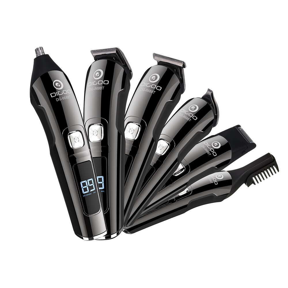 DIGOO 16-in-1 LCD Display Hair Trimmer - 600mAh USB Rechargeable Electric Groomer for Beard, Nose/Ear, Body Hair