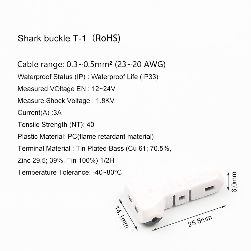 Jowx t -1/2/3/4/5/21 johdinliittimet t tyyppiset pikaliittimet lohko irtimaton kaapeli johdotus liitin 23-10 awg 0.3-4 mm 2: T -1 / 30 kpl