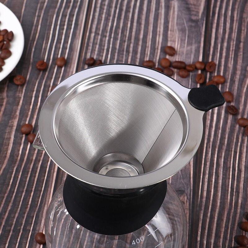 Manual Coffee Dripper Coffee Maker Anti-Scalding Silicone Handle Heat Resistant Glass Coffee Pot Stainless Steel Mesh Filter