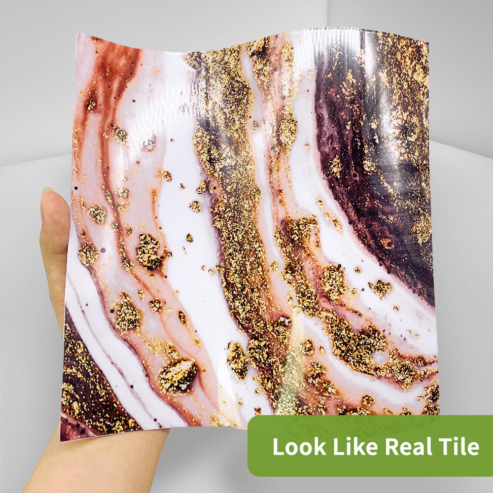 Funlife® BRILLIANT™ 15/20cm Black Coral Marble Tile Sticker Waterproof PVC DIY Wall Art for Bathroom Kitchen Camper Home Decor