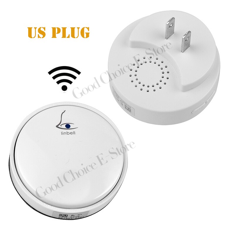 Wireless Cordless Doorbell Remote Door Bell Chime,One Button and Two Receivers,No need battery,Waterproof, EU/US/UK Plug