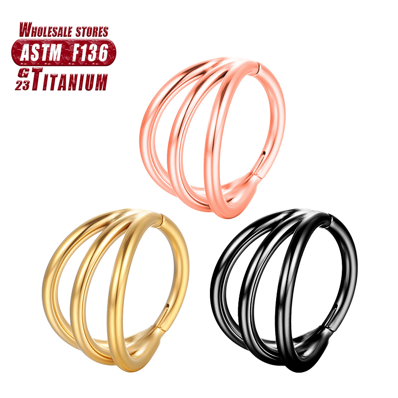 Piercing Septum Zirkoon Clicker F136 Titanium 3 Zijden Uit Neus Ringen Hoepel Scharnier Segment Helix Oorbel Sexy Lichaam Sieraden