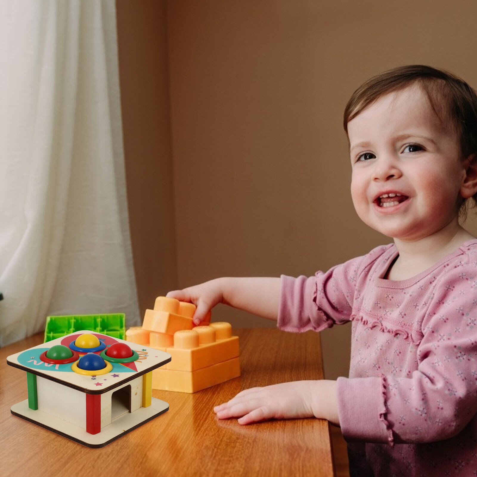 1 set kinderspielset mit holztieren zum klopfen, lernspielzeug für kinder
