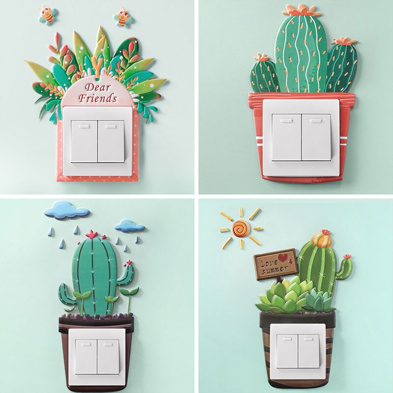 Cartoon Animal Switch cover Room Decor 3D Silicone On-off Switch Sticker Luminous Switch Outlet Wall Sticker