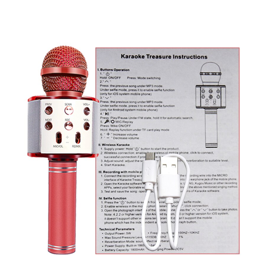 Bluetooth Wireless Microphone Handheld Karaoke Mic USB Mini Home KTV For Music Playing Singing Speaker Player