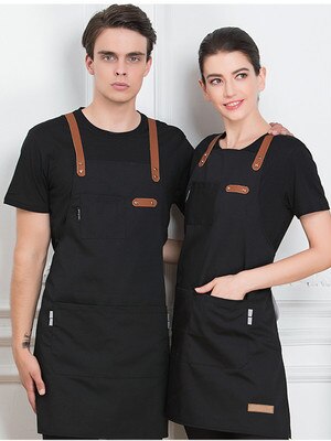 Unisex Chef Cook Kitchen Apron Coffee Shop Hairdresser Sleeveless Work Uniform Bib Work Clothing Antifouling Aprons: Black Apron