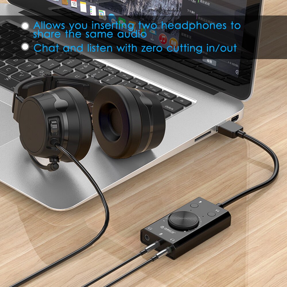 USB Sound Card Plug and Play External Stereo Sound Adapter Splitter Converter with Volume Control Supports TRS/TRRS