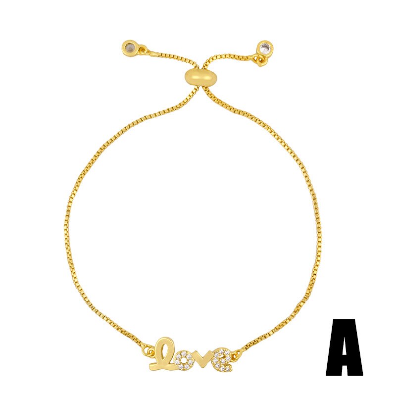 ZHONGVI Fish Bone Love Letter Bracelets For Women Gold Filled Hamsa Hand Bracelet Fatima Cubic Zirconia Statement Jewelry: A
