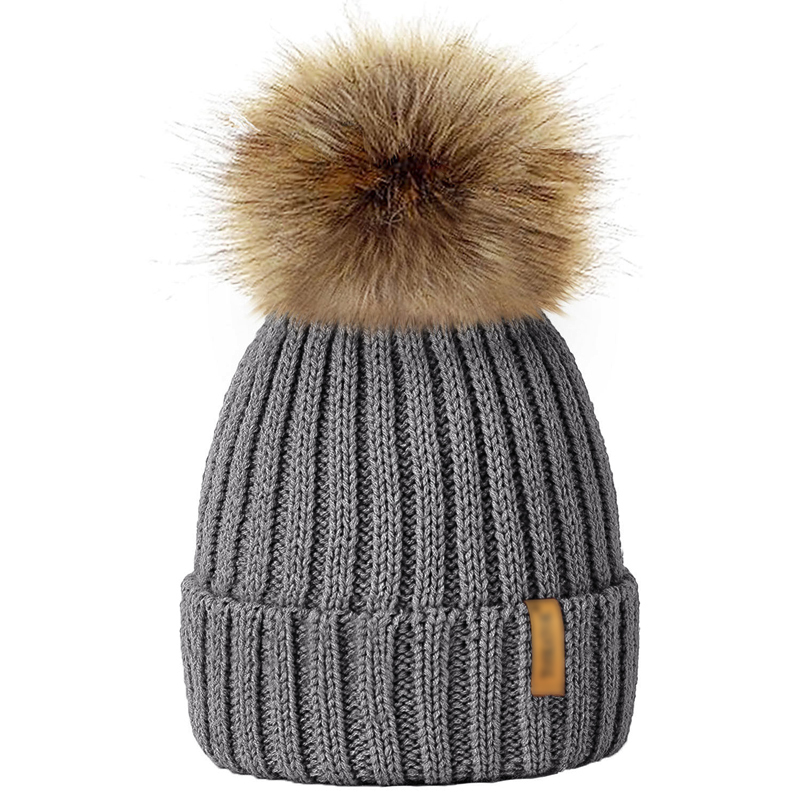 Ouder/kind dames mutsen warme winter pompom bont gebreide mutsen dames baby meisjes jongen bont pompom muts ski sneeuwmuts