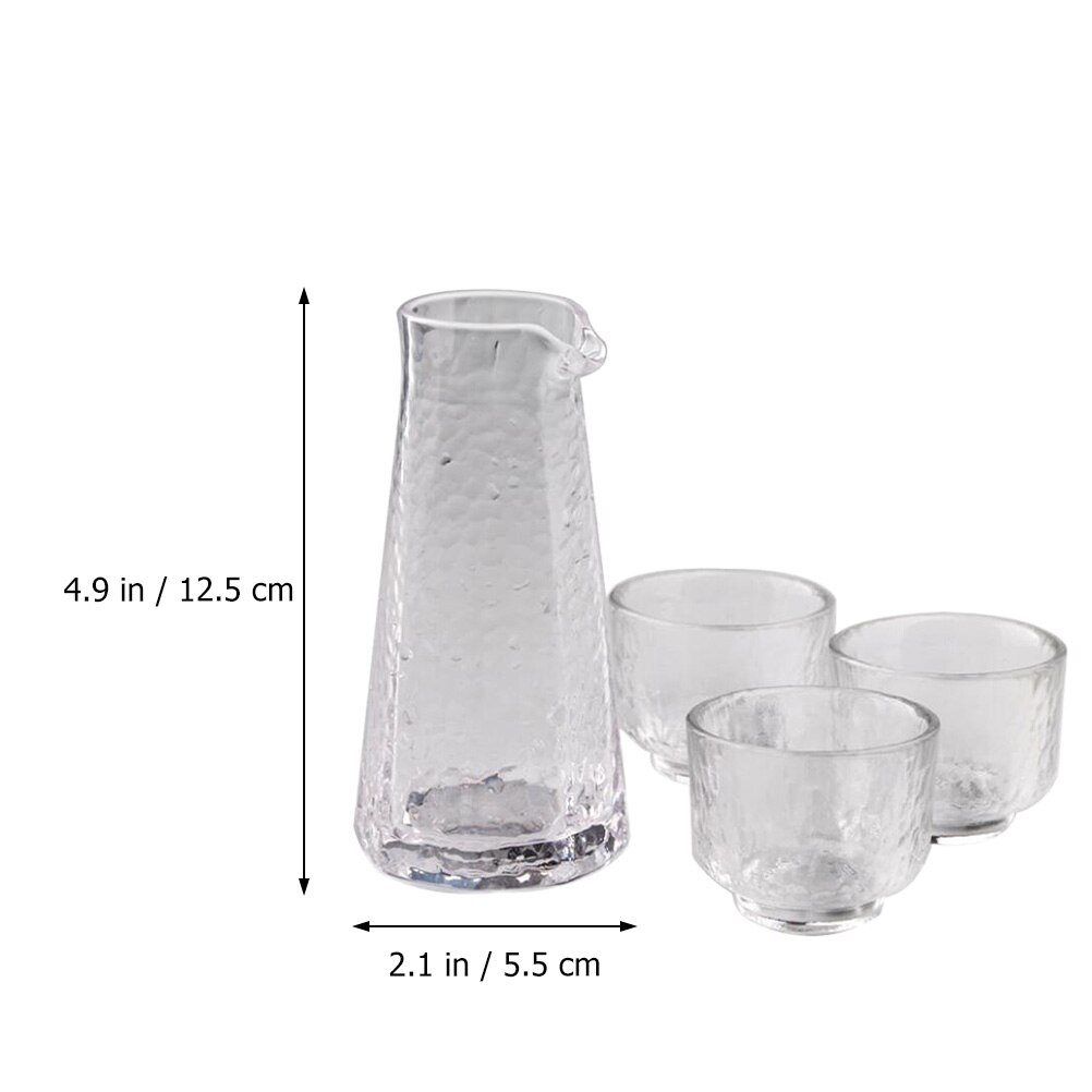 1 Set 4Pcs Glass Sake Cups Japanese Style Sake Set Sake Pot (Transparent)