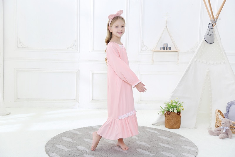 100% Zacht Katoen Borduren Pyjama Voor Meisjes Korte Mouw Night Jurk Paleis Prinses Nachtjapon Kinderen Zomer Nachtkleding