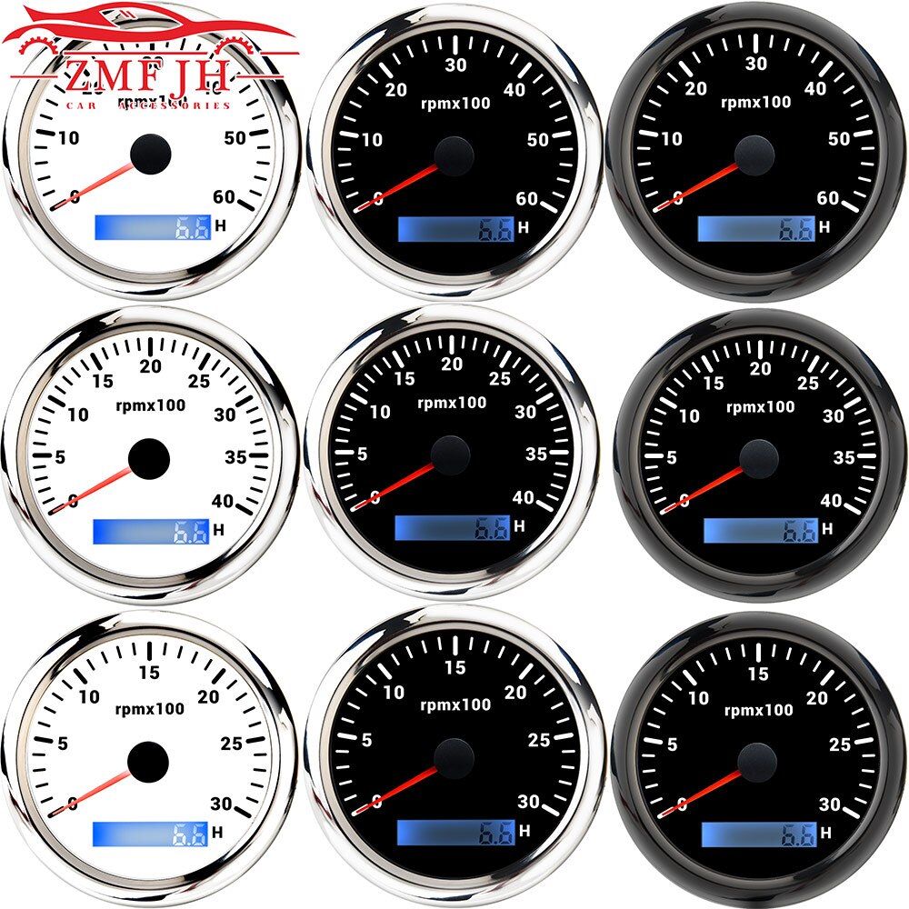 Universal Gauges 85MM RPM Tachometer Lcd Rev Counters With Trip Hour Meter Speed Ratio For Auto Truck Marine Boat Hourmeter