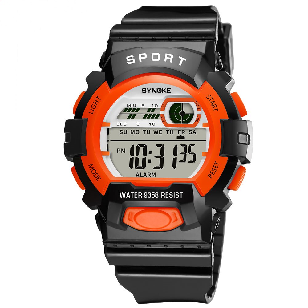 Synoke Sport Kinderen Digitale Horloge Waterdicht Wekker Datum Horloge Horloges Kinderen Horloges: Orange