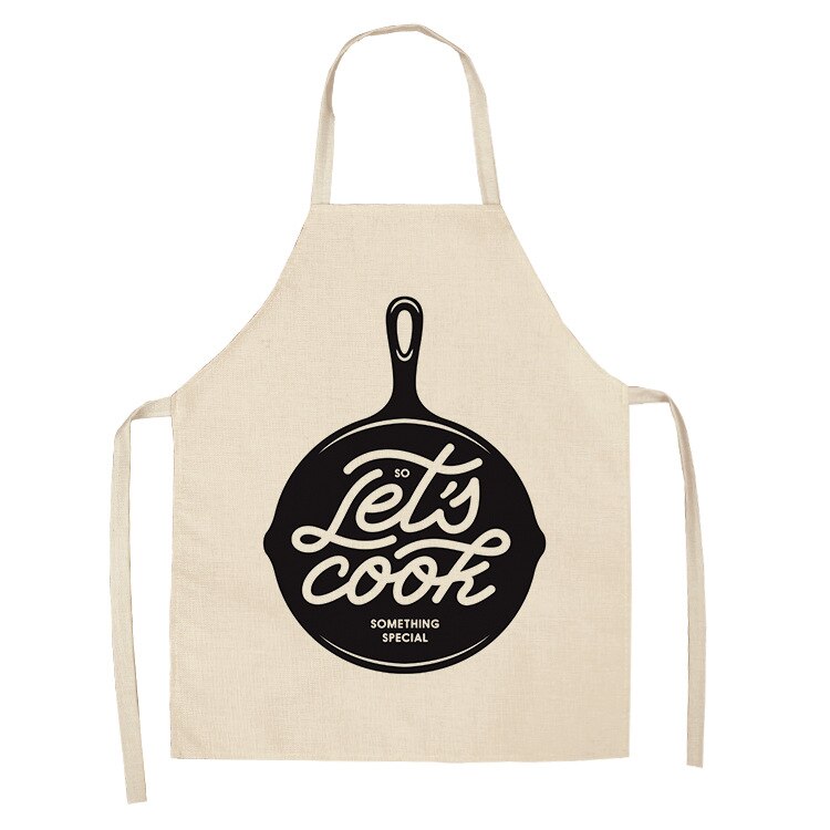 1pcs Kitchen cotton and linen aprons, monogrammed black and white patterned aprons, sleeveless aprons, cooking and baking tools: ILW-0002-01
