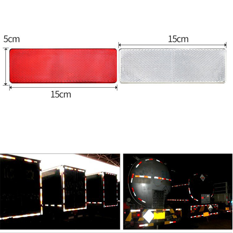 LKW-Anhänger, rechteckig, Kunststoff-Reflektor, reflektierendes Klebeband, selbstklebend, für Autosicherheit, Nachtwarnplatte, Aufkleber, Autozubehör, 8 Stück